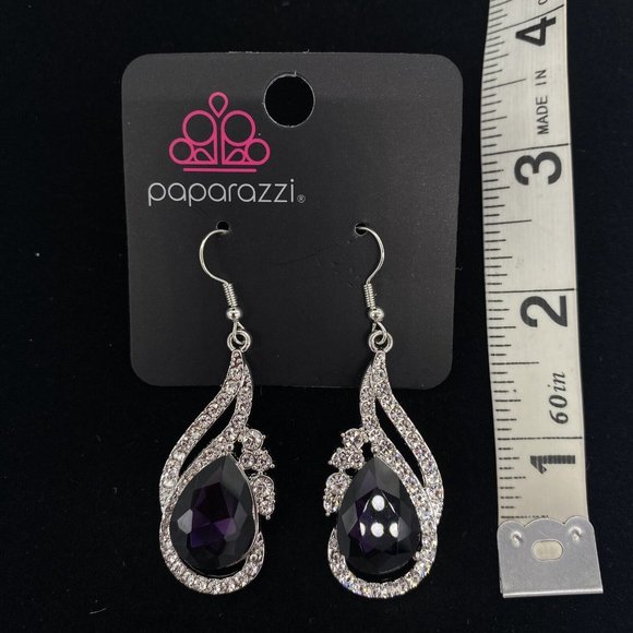 Paparazzi Fashion Jewelry Dancefloor Diva Purple Hook Earrings - Picture 4 of 4